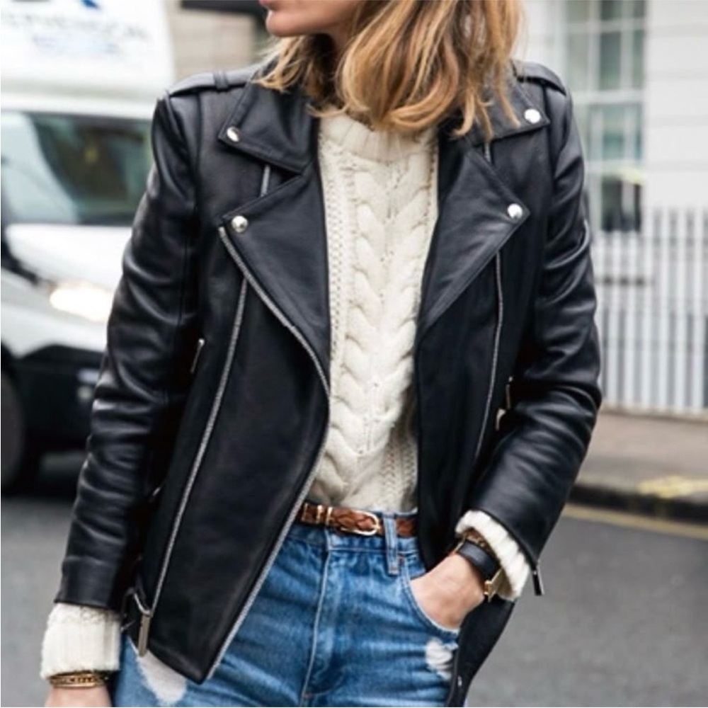 Sleek Black Leather Jacket for Women